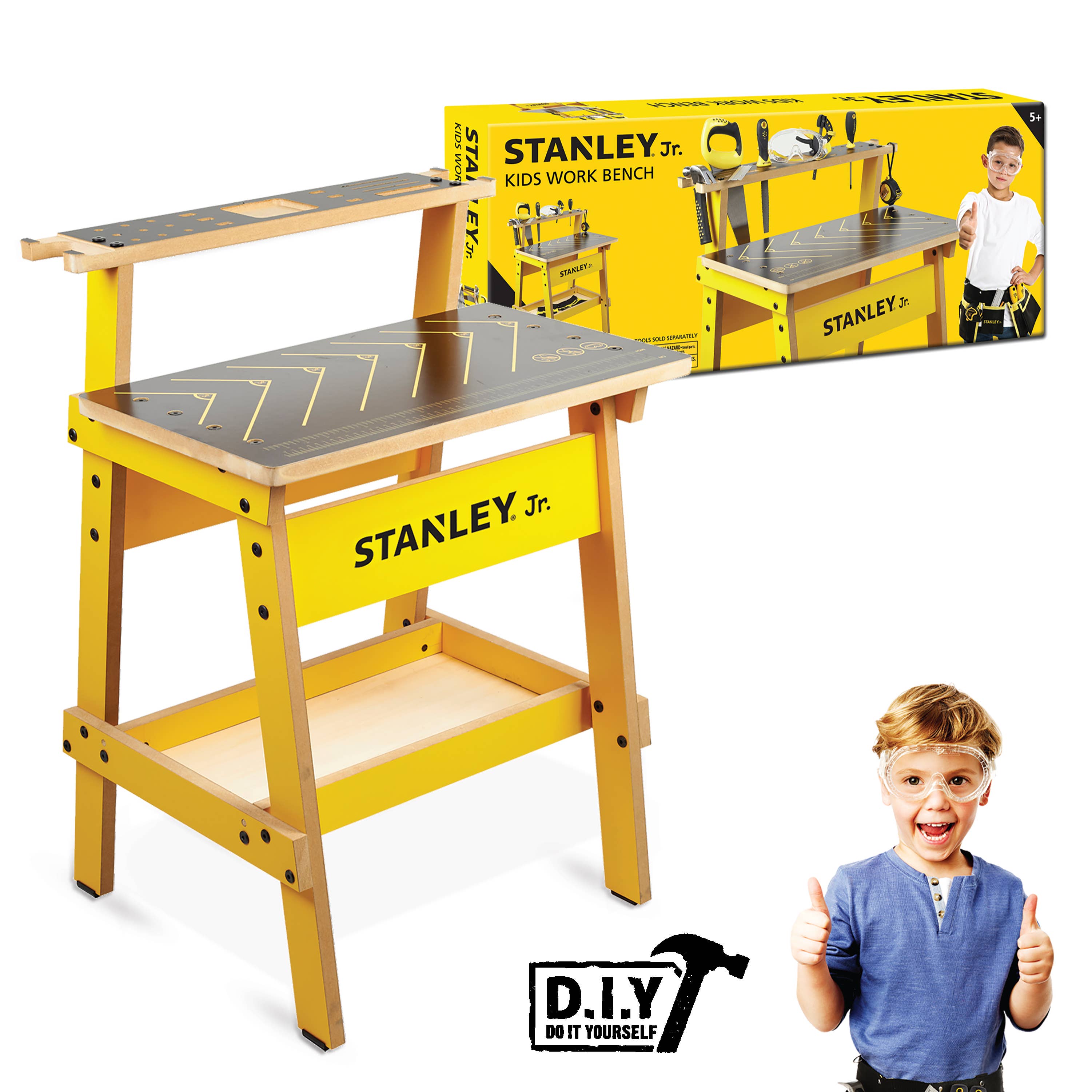 Stanley Jr. Kids Work Bench – Real Wood Craft Kits for Kids – Fun Working Bench for Kids – Kids Workshop Tool Bench – Children’s Play Work Bench –