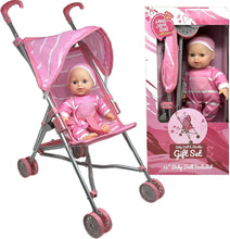 Load image into Gallery viewer, Baby Doll Stroller &amp; 12&quot; Baby Doll with Pacifier Gift Set
