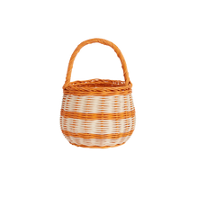 Load image into Gallery viewer, Orange &amp; Cream Strope Berry Basket - Rattan
