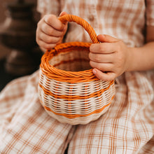 Load image into Gallery viewer, Orange &amp; Cream Strope Berry Basket - Rattan
