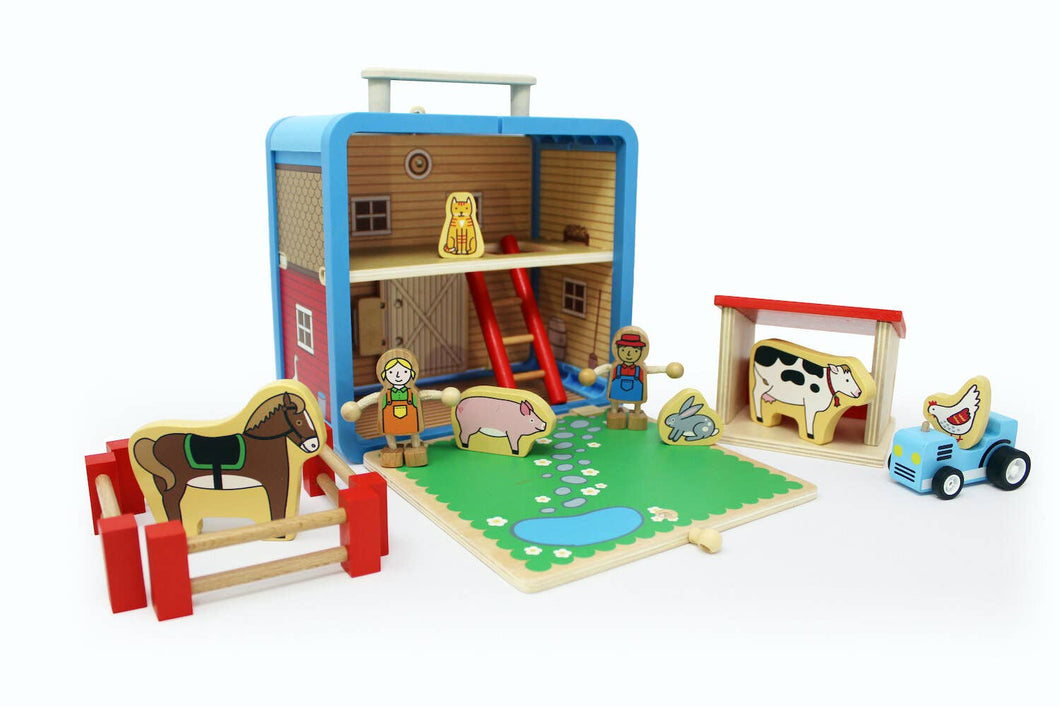 Pretend Play Wooden Barnyard Portal Play House