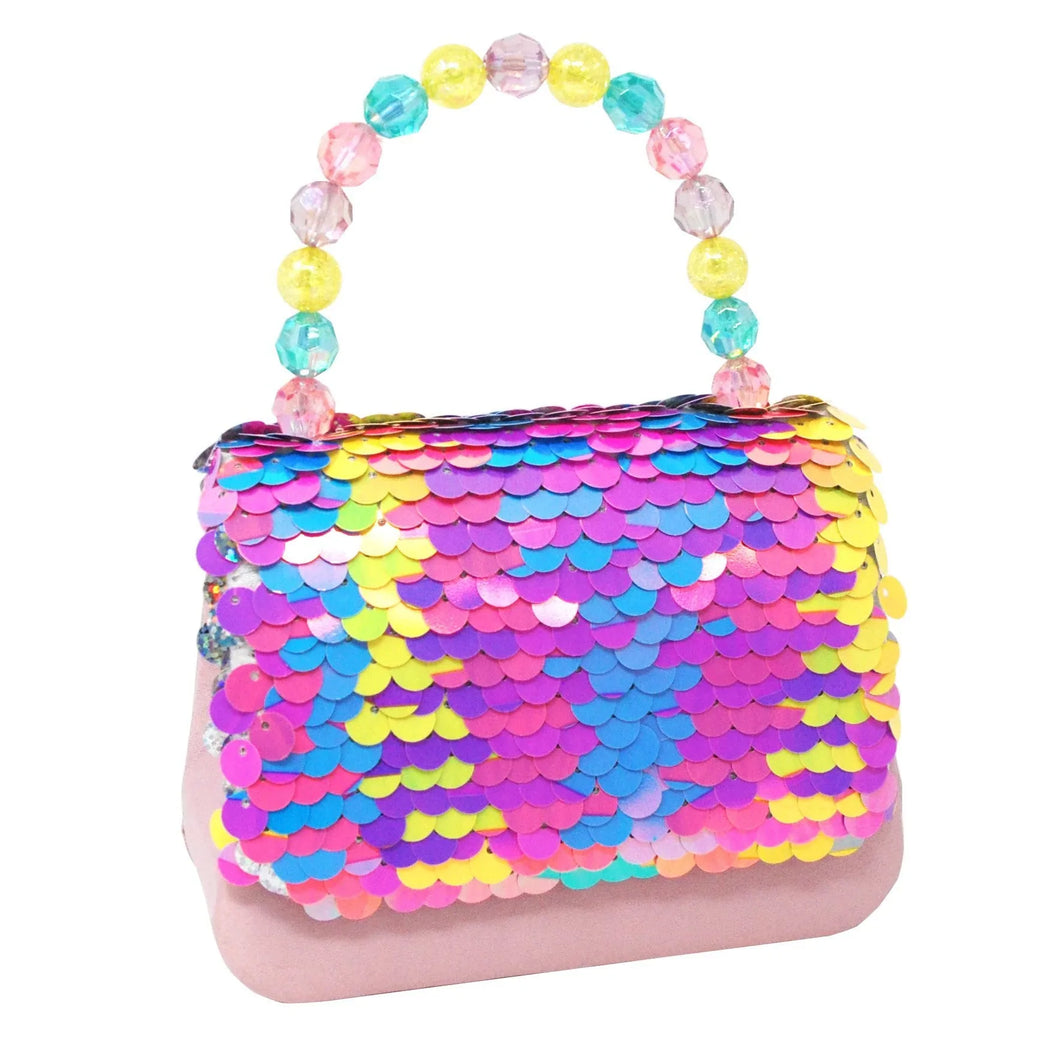 Rainbow Reversible Sequin Hard Handbag