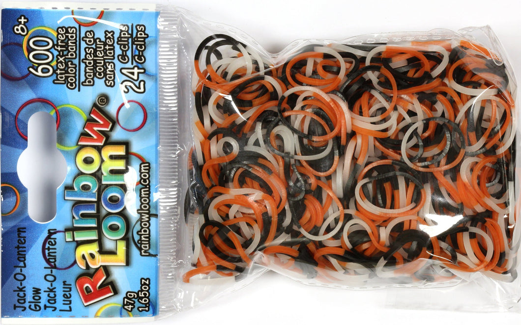 Halloween Rainbow Loom Rubberbands Packages - Jack-O-Lantern Glow