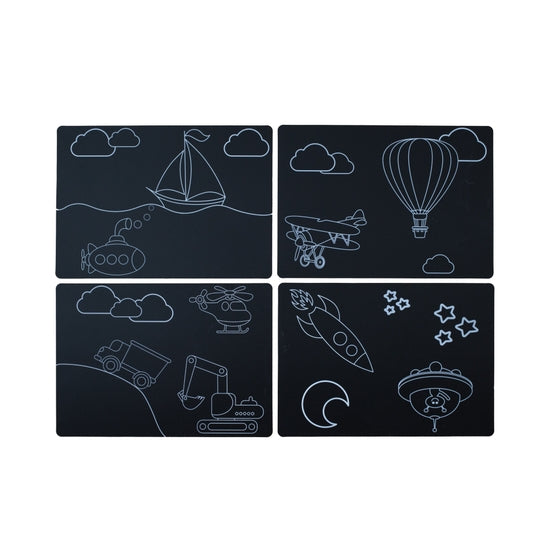 Transportation Travel Size Chalkboard Placemats (Set of 4)