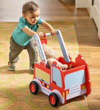 Load image into Gallery viewer, Wooden Fire Truck Walker and Push Toy

