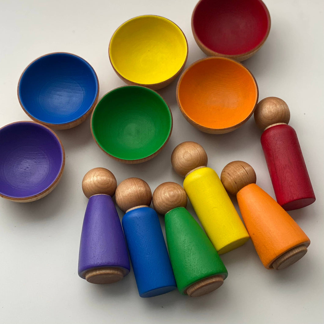 Toddler Rainbow Sensory Play, Montessori Waldorf Wooden Toys