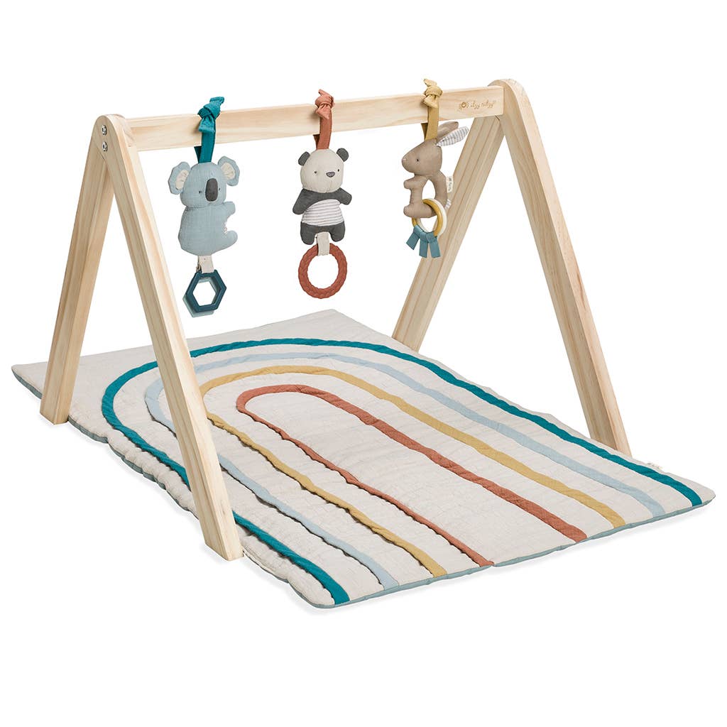 Bitzy Bespoke Ritzy Activity Gym™ Wooden Gym with Toys & Rainbow Mat