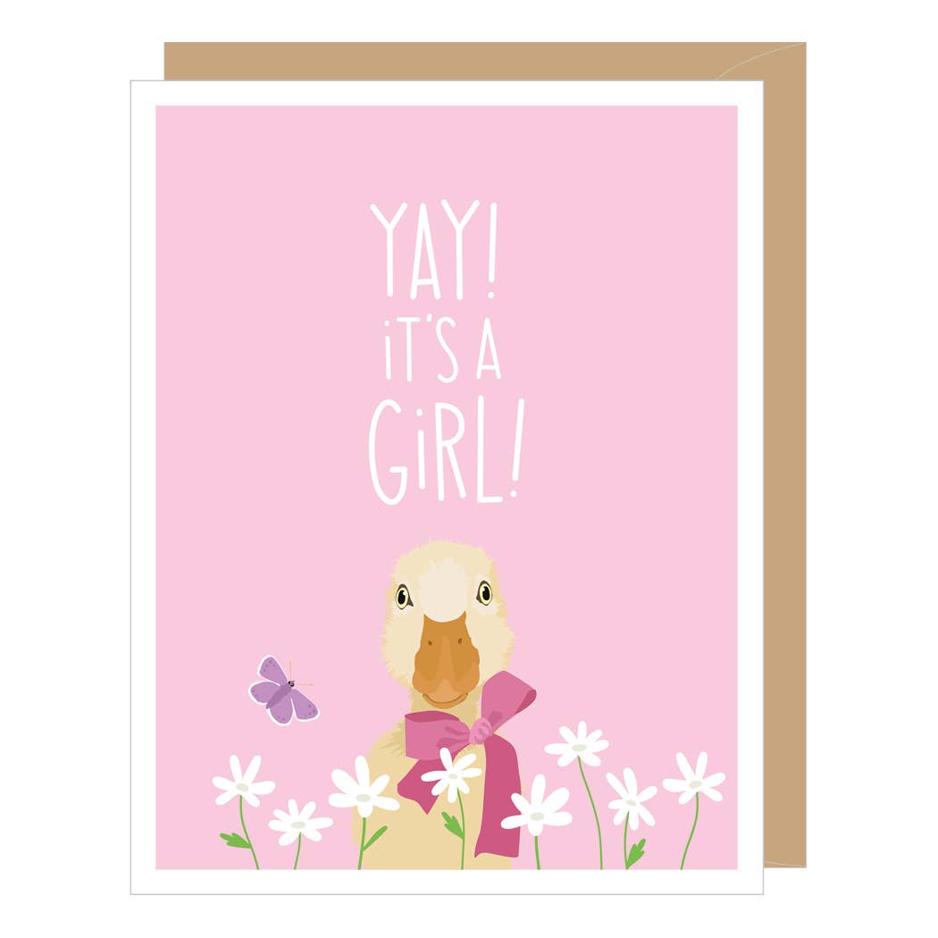 Baby Girl Duckling New Baby Greeting Card