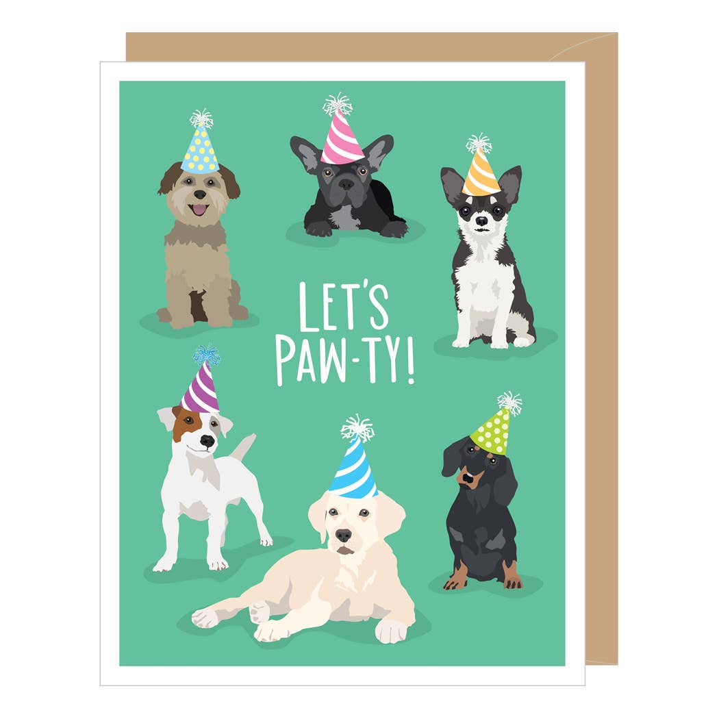Lets Paw-ty Dogs Birthday Card