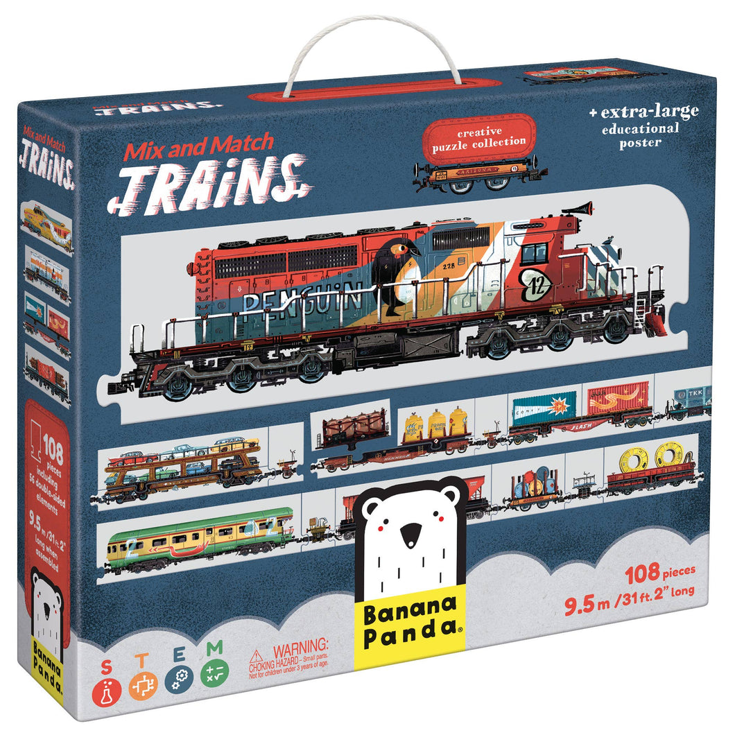 Mix and Match Trains Age 5+ : longest puzzle train + poster
