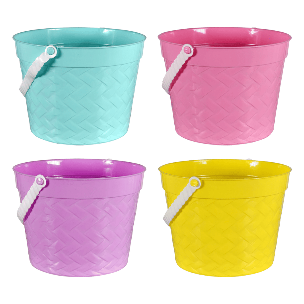 Weave Pattern Pastel Pails with Handles